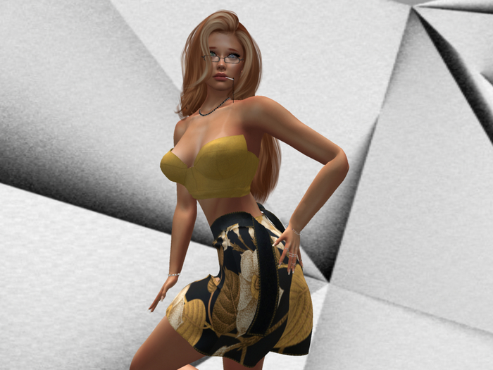 Label Difference - Unbelted Flower Yellow Skirt BAG