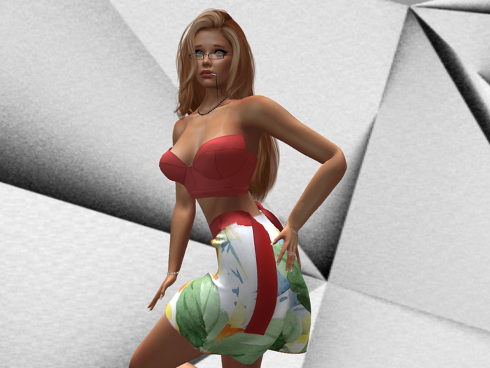 Label Difference - Unbelted Flower Red Skirt BAG