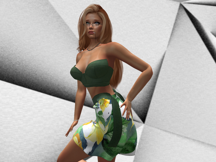 Label Difference - Unbelted Flower Green Top BAG