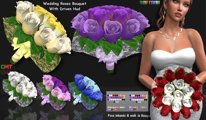 R.F. - Roses - Wedding Bouquet  w/hud box
