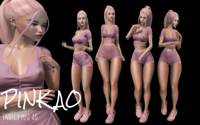 PINK pose AO. Indigo store