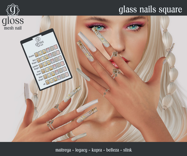 *Gloss* Glass Nails Square