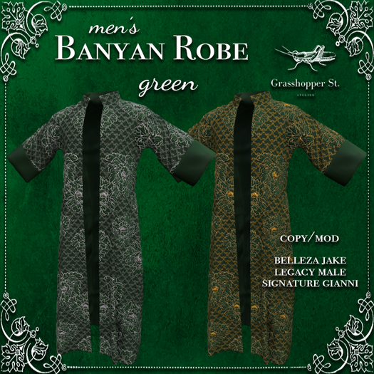 Grasshopper St Men's Banyan Robe Green