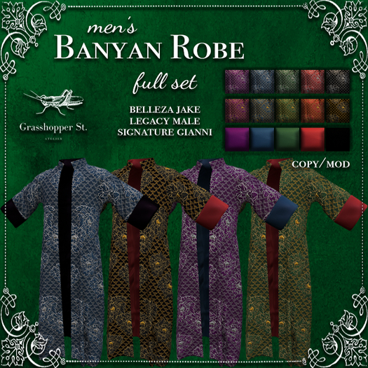 Grasshopper St Men's Banyan Robe Full Set
