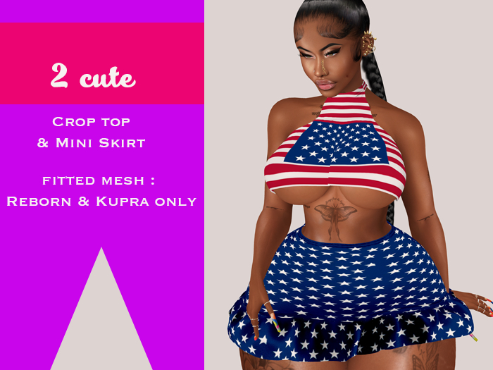 Lady/2 cute Ruffles skirt & Crop top USA