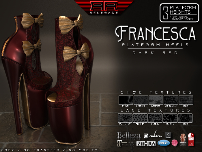 [Renegade] Francesca Platform Heels - Dark Red