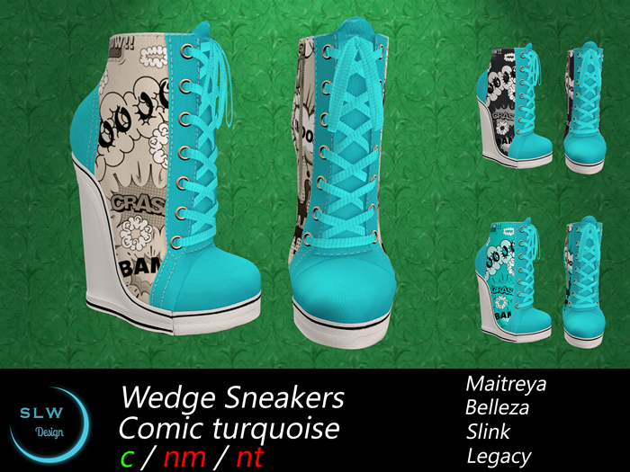 SLW Design - Wedge Sneakers Comic Set turquoise