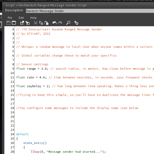 <TA>Random Ranged Message Sender and Script