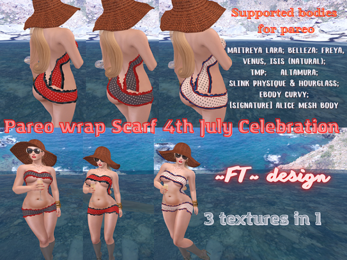 SALE ~FT~  (4th July) Pareo wrap scarf