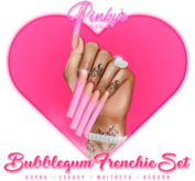 !! Pinky's Nails !! Bubblegum French Set ' Square
