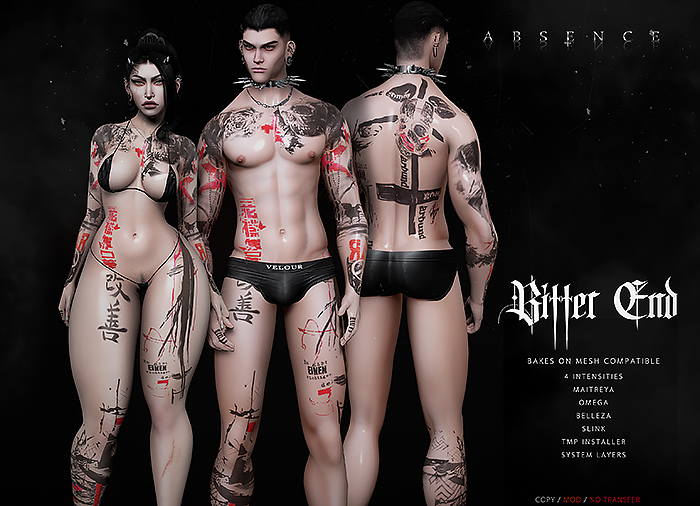 .Absence. Bitter End UNISEX Tattoo Appliers  {Addme}