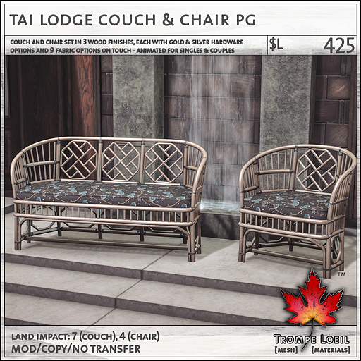 Trompe Loeil - Tai Lodge Couch & Chair PG V1.1 [mesh]