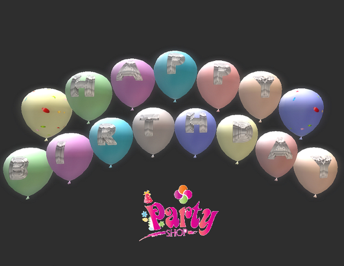 Balloons HAPPY BIRTHDAY & Balloons Arch (Resizable)  FULL PERM