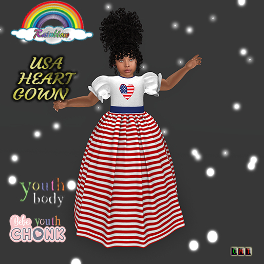 ((RBS)) USA Heart Gown BEBE YOUTH & CHONK YOUTH