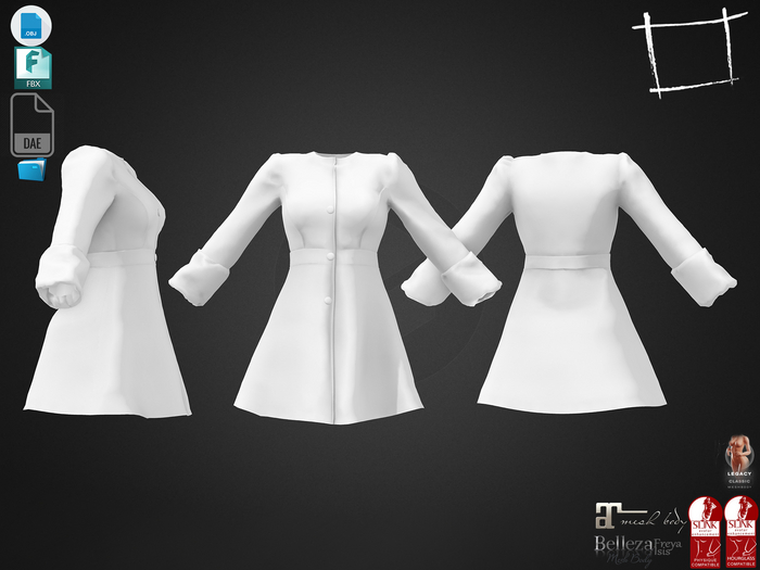 Dae Obj FBX For Female Fur Arms Winter Coat Maitreya, Slink(Physique,Hourglass),Belleza(Isis,Freya),Legacy