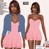 JEAN JACKET AND VICHY DRESS,CL&MESH BODY