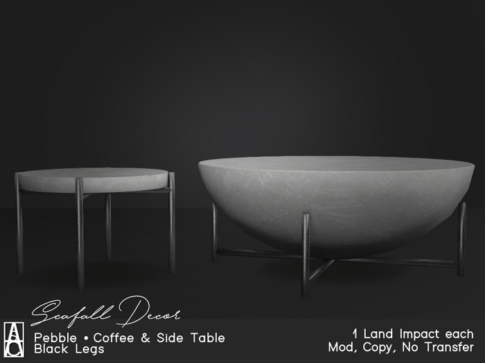 - Scafall - Pebble - Concrete Coffee & Side Table / Black
