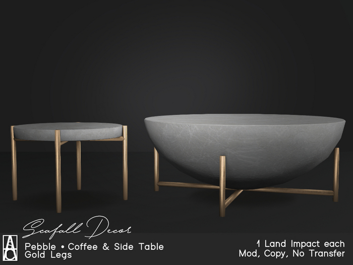 - Scafall - Pebble - Concrete Coffee & Side Table / Gold