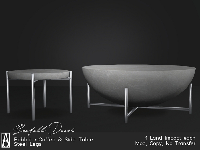 - Scafall - Pebble - Concrete Coffee & Side Table / Steel
