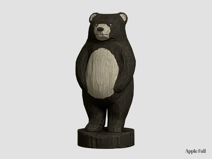 Apple Fall Carved Bear - Black