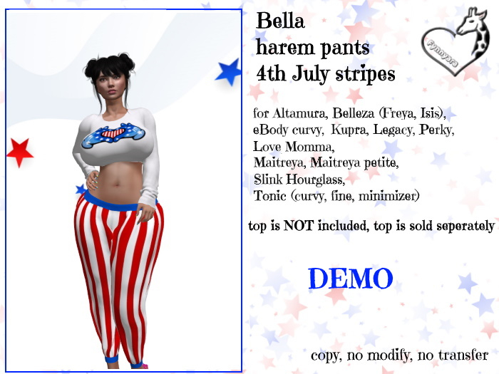 demo Bella 4th July stripes harem pants