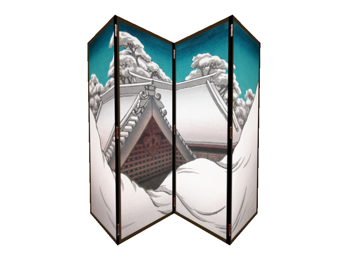 Japanese / Asian snow on temple 1 prim screen hinged