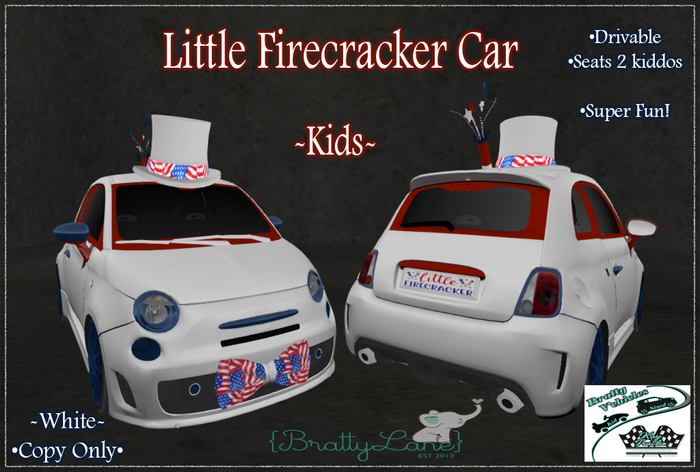 {BL}Little Firecracker Car-White