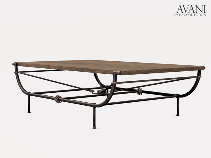 Avani Orono Collection Iron Tray Table, Brown Oak