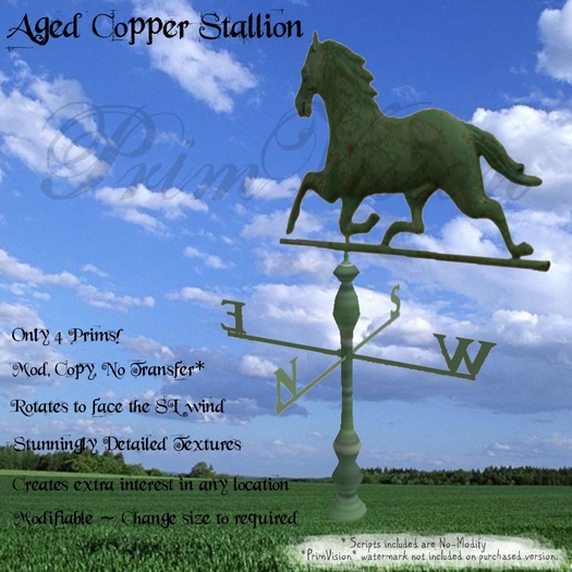 *PV* Aged Copper Stallion Weather Vane