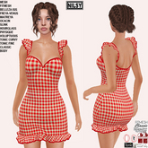 FRILLY RED VICHY DRESS,CL&MESH BODY