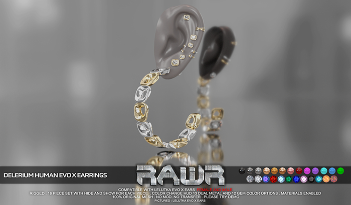 RAWR! Delerium HUMAN Evox Earrings (add me)