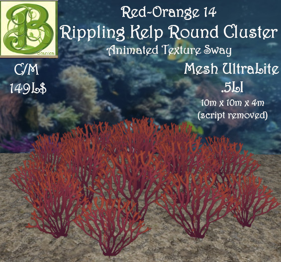 Rippling Kelp Round Cluster , Red-Orange 14, .5LI