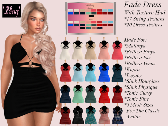 *BSASSY* STORE SPECIAL FADE DRESS WITH TEXTURE HUD