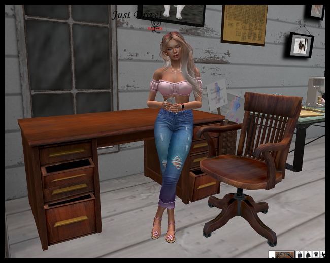Retro Desk and Chair Walnut with Avsitter and Wearables v1
