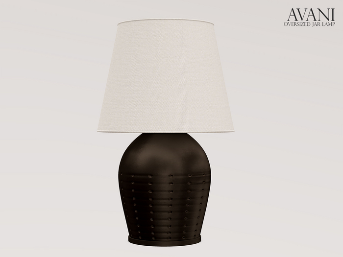 Avani Lily Collection Oversized Jar Lamp, Steel