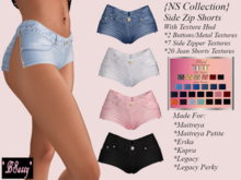 *BSASSY* STORE SPECIAL {NS COLLECTION} SIDE ZIP JEAN SHORTS WITH TEXTURE HUD