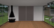 Brown Shutter Blinds & Curtain Switcher