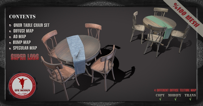 (Efe Design) Onur Chair Table Chair Set Fatpack Fullperm 