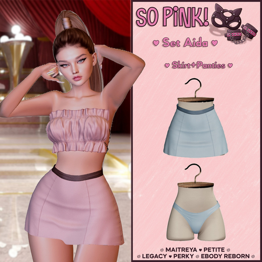 *So Pink!* - Set Aida skirt+panites teal