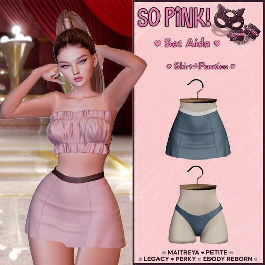 *So Pink!* - Set Aida skirt+panites blue