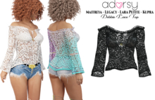 adorsy - Debbie Lace Top Dark Black - Maitreya/Legacy/Lara Petite/Kupra