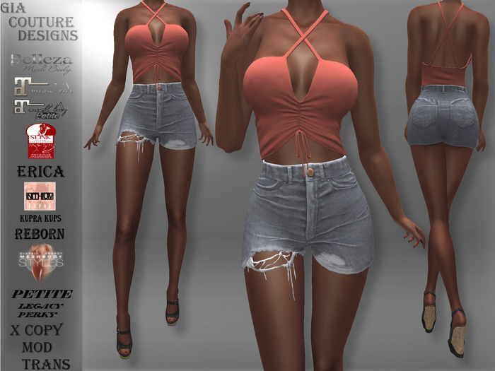 "GCD" Molly Halter Tops Coral