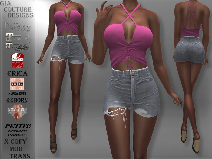 "GCD" Molly Halter Tops Pink