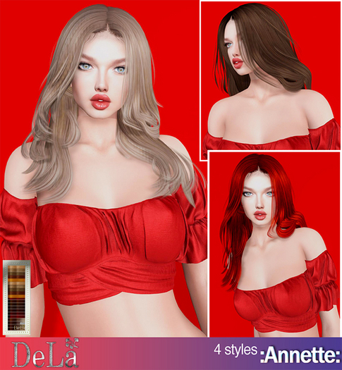=DeLa*= Mesh Hair "Annette" Reds OrangeBrowns