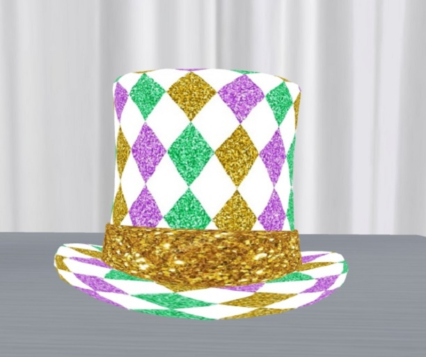 Mardi Gras Diamond Sparkle Top Hat (add to worn)