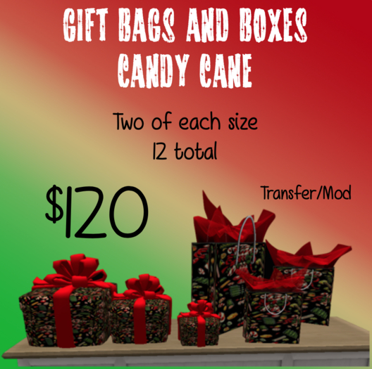 Gift Bags and Boxes Candy Cane (Transfer)