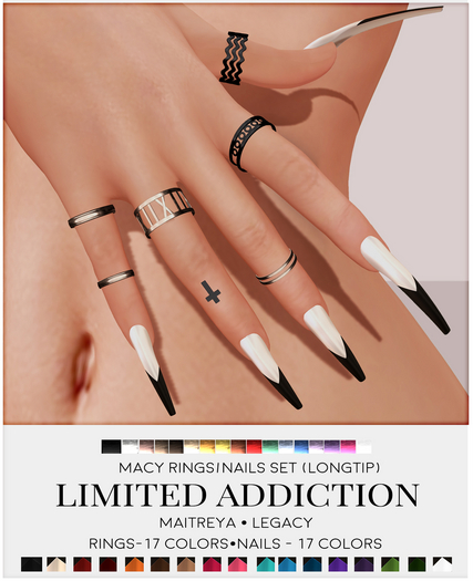 Limited Addiction - Macy Rings-Nails Set - Long Tip