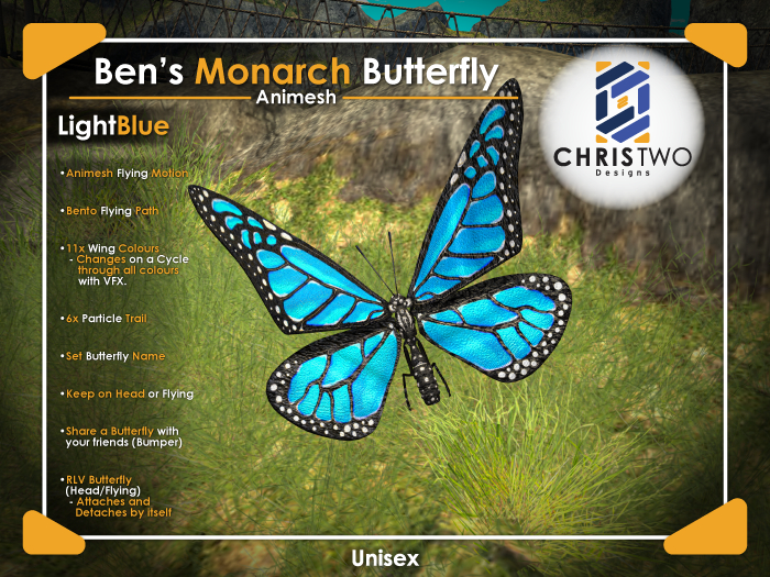 B's Monarch Butterfly - LightBlue - [Chris Two Designs]