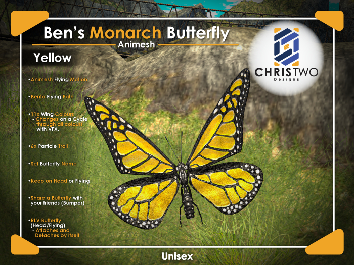 B's Monarch Butterfly - Yellow - [Chris Two Designs]