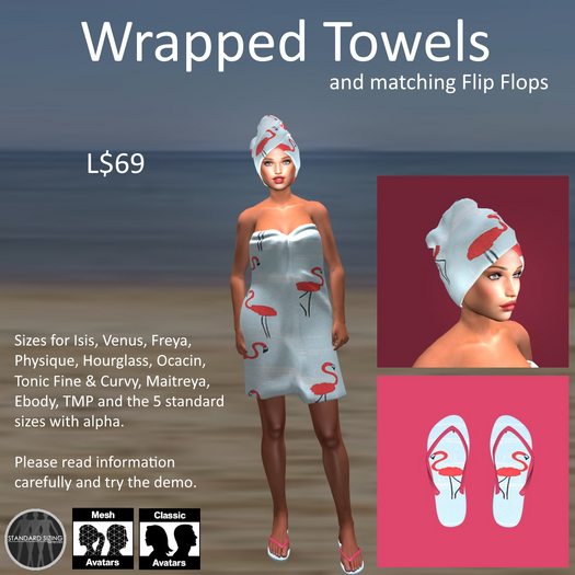 (BB design) Wrapped Towels Flamingo